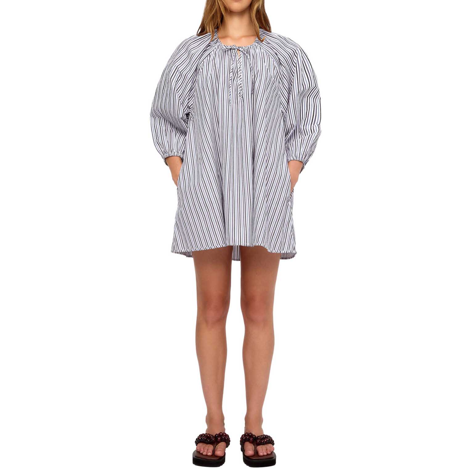 Zulu & Zephyr Blue Pin Stripe Poplin Mini Dress
